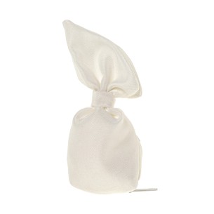 Bomboniera sacchetto in tessuto due punte crema avorio h 13 cm confezione 12 pz art C2702