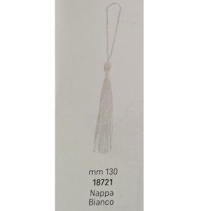 Ciondolo Nappina in tessuto Bianco per decorazione bomboniera h 13 cm confezione 50 pz art 18721