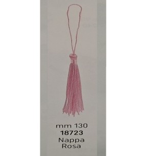 Ciondolo Nappina in tessuto Rosa per decorazione bomboniera h 13 cm confezione 50 pz art 18723