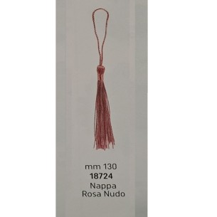 Ciondolo Nappina in tessuto Rosa Nudo per decorazione bomboniera h 13 cm confezione 50 pz art 18724