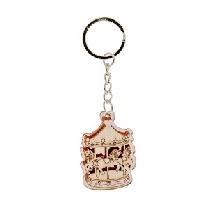 Bomboniera porta chiave giosta carosello in legno rosa h 5 cm confezione 12 pz art SC659