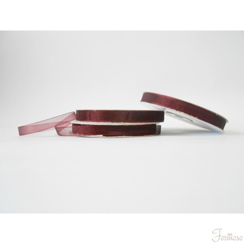 Nastro organza 10 mm rotolo bobina da 50 mt Bordeaux fai da te - art E1012