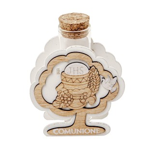 Bomboniera albero legno simbolo Comunione e provetta vetro confetti h 9,5 cm confezione 6 pz art SC674