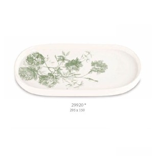 Bomboniera vassoio piatto porcellana toile colore eucalipto 29,5 x 15 cm con scatola art 29920