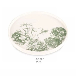 Bomboniera vassoio piatto porcellana toile colore eucalipto D 24 cm con scatola art 29921