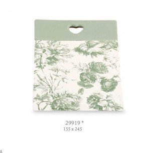 Bomboniera tagliere in porcellana toile colore eucalipto 15,5 x 24,5 cm con scatola art 29919