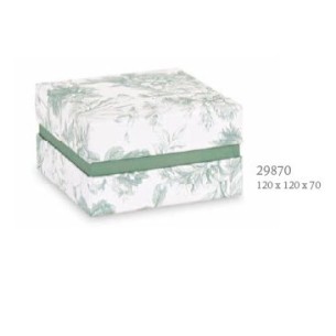 Bomboniera scatola toile colore eucalipto 12 x 12 x h 7 cm con inserto conf. 6 pz art 29870