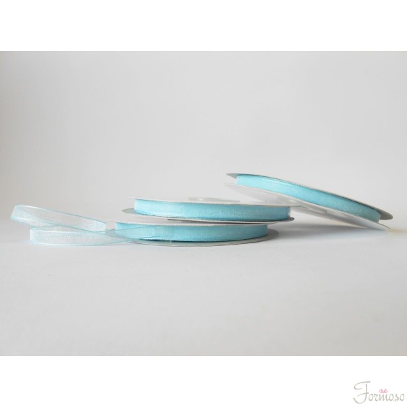 Nastro organza 6 mm rotolo bobina da 50 mt Celeste fai da te - art E0613