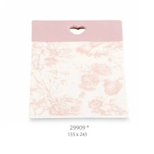 Bomboniera tagliere in porcellana toile colore cipria 15,5 x 24,5 cm con scatola art 29909
