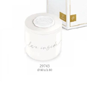 Bomboniera barattolo ceramica candela con inserto ceralacca poliresina 8 x h 8 cm art 29743