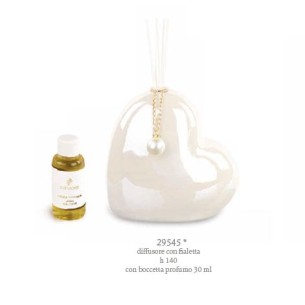 Bomboniera diffusore profumatore a forma di cuore bianco porcellana h 14 cm profumo 30 ml con scatola art 29545
