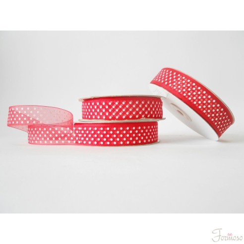 Nastro organza pois 2 cm rotolo bobina da 50 mt Rosso fai da te - art EP2111