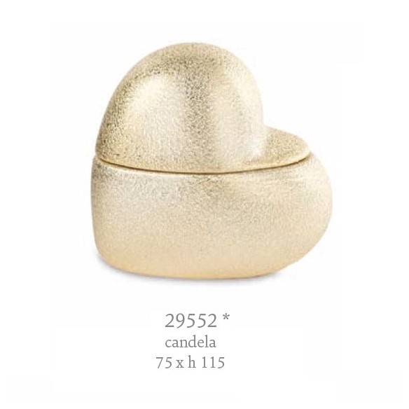 Bomboniera candela forma di cuore oro porcellana 7,5 x h 11,5 cm con scatola art 29552