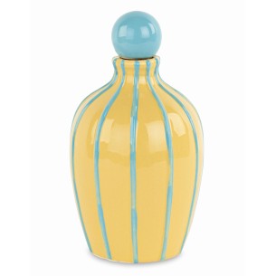 Bomboniera bottiglia olio porcellana colore Gialla con righe D 9,5 x h 16,5 cm 400 ml con scatola art 29758