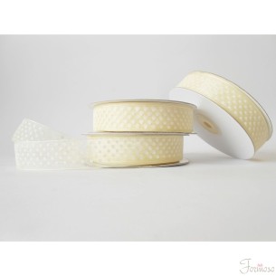 Nastro organza pois 2 cm rotolo bobina da 50 mt Avorio fai da te - art EP2102