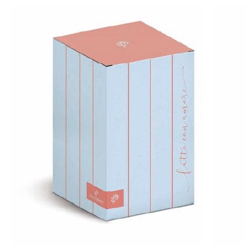 Bomboniera bottiglia olio porcellana colore Rosa con righe azzurre D 9,5 x h 16,5 cm 400 ml con scatola art 29759