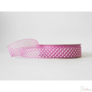 Nastro organza pois 2 cm rotolo bobina da 50 mt Fuxia fai da te - art EP2116