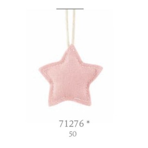 Decorazione stella in tessuto cotone rosa da appendere 5 cm conf 12 pz art 71276