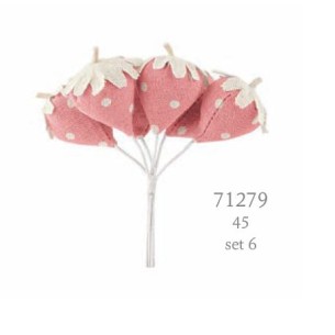 Decorazione fragola in tessuto pois rosa 4,5 cm confezione 72 pz art 71279