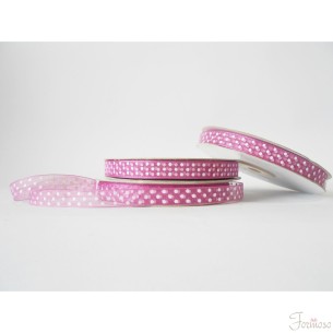 Nastro organza pois 1 cm rotolo bobina da 50 mt Fuxia fai da te - art EP1116