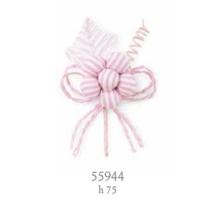 Decorazione fiore in tessuto righe rosa h 7,5 cm confezione 12 pz art 55944