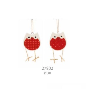 Bomboniera decorazione set 2 gufo porcellana bianca da appendere h 3 cm confezione 12 pz art 27802