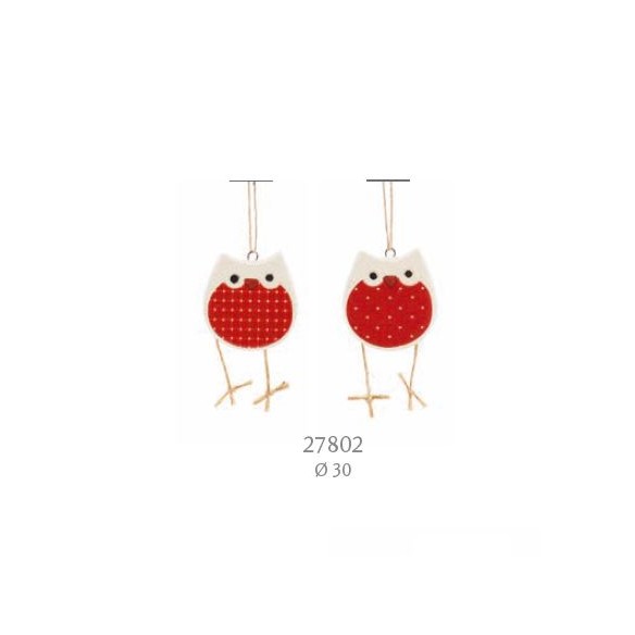 Bomboniera decorazione set 2 gufo porcellana bianca da appendere h 3 cm confezione 12 pz art 27802