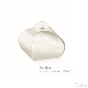 Scatola tortina porta confetti mod. Lino Bianco 55x55x50 mm set 10 pz Art 71672