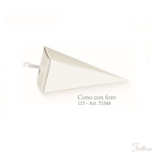 Cono con foro porta confetti Lino Bianco h 11,5 cm set 10 pz Art 71548