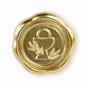 Bomboniera decorazione poliresina tipo ceralacca colore oro con Comunione D 3,5 cm con adesivo confezione 24 pz art 29533