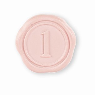 Bomboniera decorazione poliresina tipo ceralacca colore rosa con numero 1 D 3,5 cm con adesivo confezione 24 pz art 29528