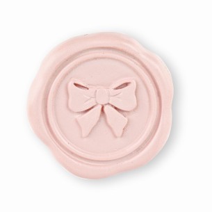 Bomboniera decorazione poliresina tipo ceralacca colore rosa con fiocco D 3,5 cm con adesivo confezione 24 pz art 29526
