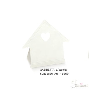 Scatola bomboniera gabbietta confetti bianca 60x35x90 mm set 20 pz Art 16909