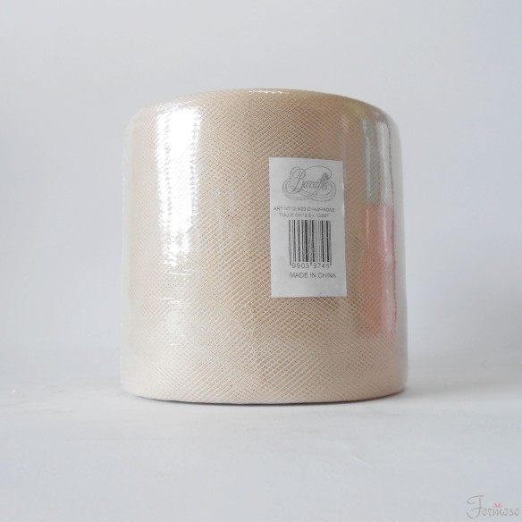 Bobina 12,5 cm 100 mt rotolo tulle decorazioni bomboniere colore Champagne art. NT12.5/23
