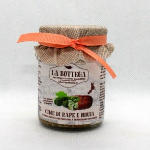 Barattolo con crema di cima di rape e nduja 100% Italiano confezione 90g Art CIMRAPNDUJ90