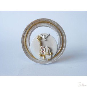 Icona cresima tonda in resina d 11 cm idea regalo bomboniera art 04821