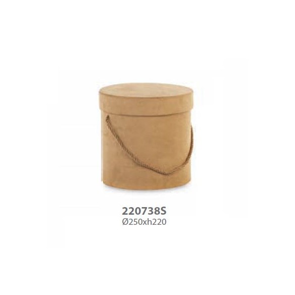 Scatola tonda in Alcantara Beige Wedding decorazione D 25 x h 22 cm art 20738
