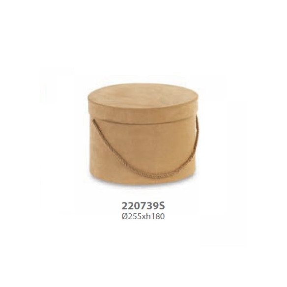 Scatola tonda in Alcantara Beige Wedding decorazione D 25,5 x h 18 cm art 20739