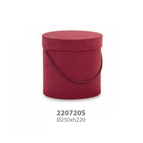 Scatola tonda in Alcantara Bordeaux Wedding decorazione D 25 x h 22 cm art 20720