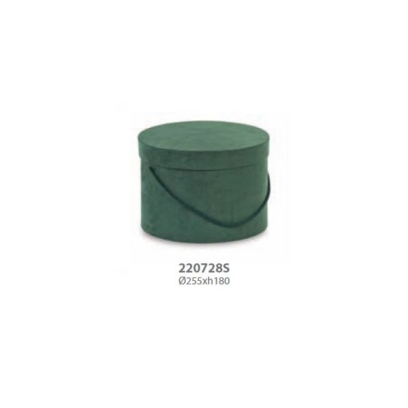 Scatola tonda in Alcantara Verde Wedding decorazione D 25,5 x h 18 cm art 20728
