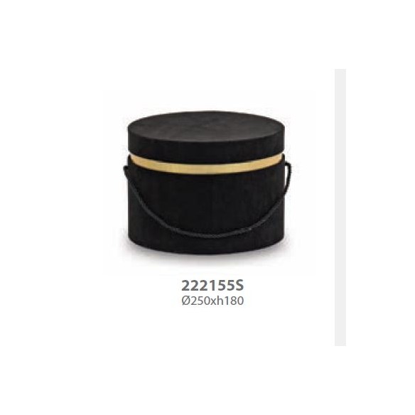 Scatola tonda in Alcantara nero Wedding decorazione D 25,5 x h 18 cm art 22155