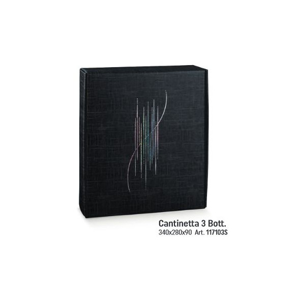 Scatola porta 3 bottiglia Cantinetta colore NERO Stripes 34 x 28 x h 9 cm set 30 pz art 17103