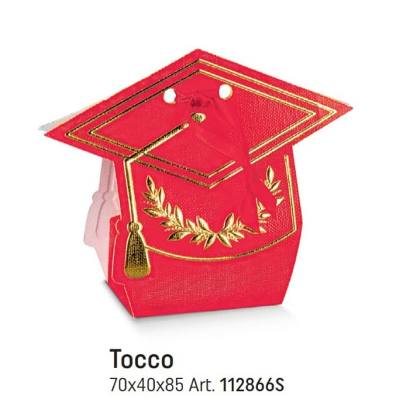 SCATOLA LAUREA TOCCO LR70X40X85MM  ALLORO DOR ST.CALDO CONF.DA 10PZ ART. 112866S