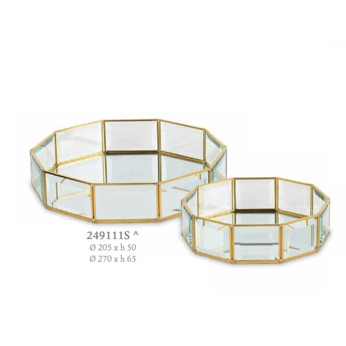 BOMBONIERA MATRIMONIO VASSOIO SPECCHIO/ORO S/2 ART. 249111S