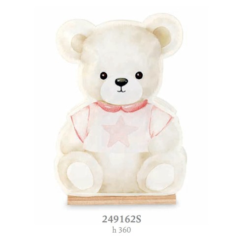 BOMBONIERA BATTESIMO ORSETTO ROSA CON BASE  ART. 249163S