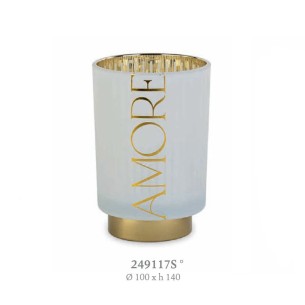 BOMBONIERA MATRIMONIO LAMPADA BIANCO-ORO AMORE ART. 249117S