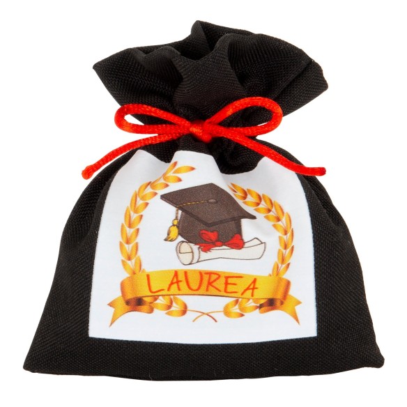 Bomboniera laurea  Corda Bag Colore Nero  cm.12  Art.C2845