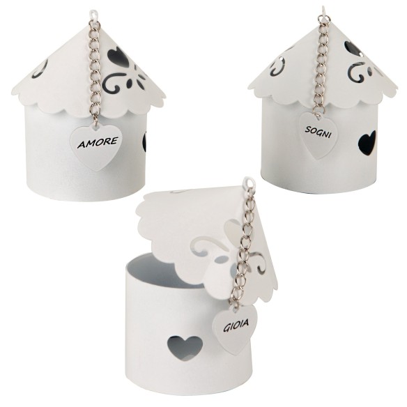 Bomboniera PRETTY HOUSE H.7 BIANCA PVC BOX  S/3PZ ASS. ART.12A140