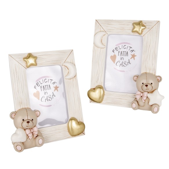 Bomboniera TEO ORSO P/FOTO  ROSA CM.16X19  S/2PZ  ART. 04A434