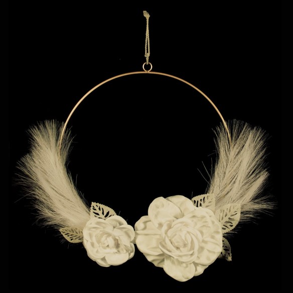 DECORO CERCHIO 2FIORI DM.35DM.40 CREMA ART. AQ021